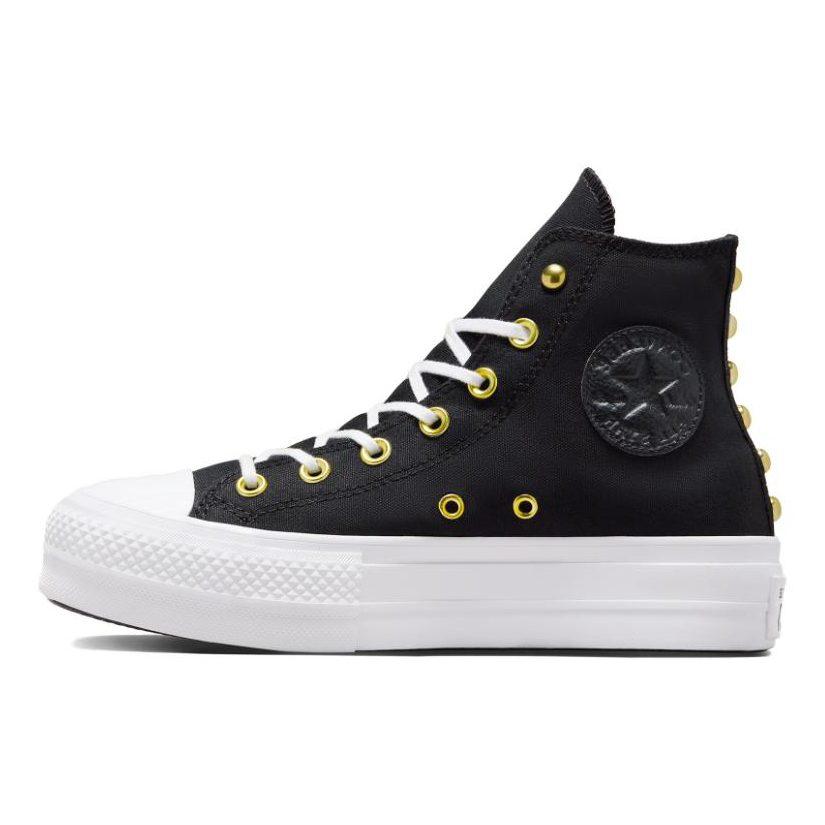 Converse Chuck Taylor All Star Lift Platform Star Studded 'Black White Gold' Women's A05453C