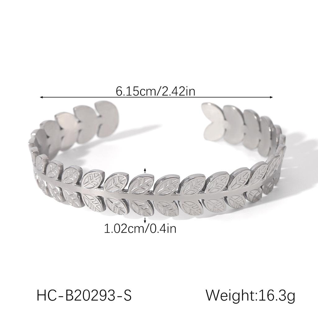Leaf Bangle for Women, Light Luxury High-end Adjustable Open Bangle, Titanium Steel Bracelet