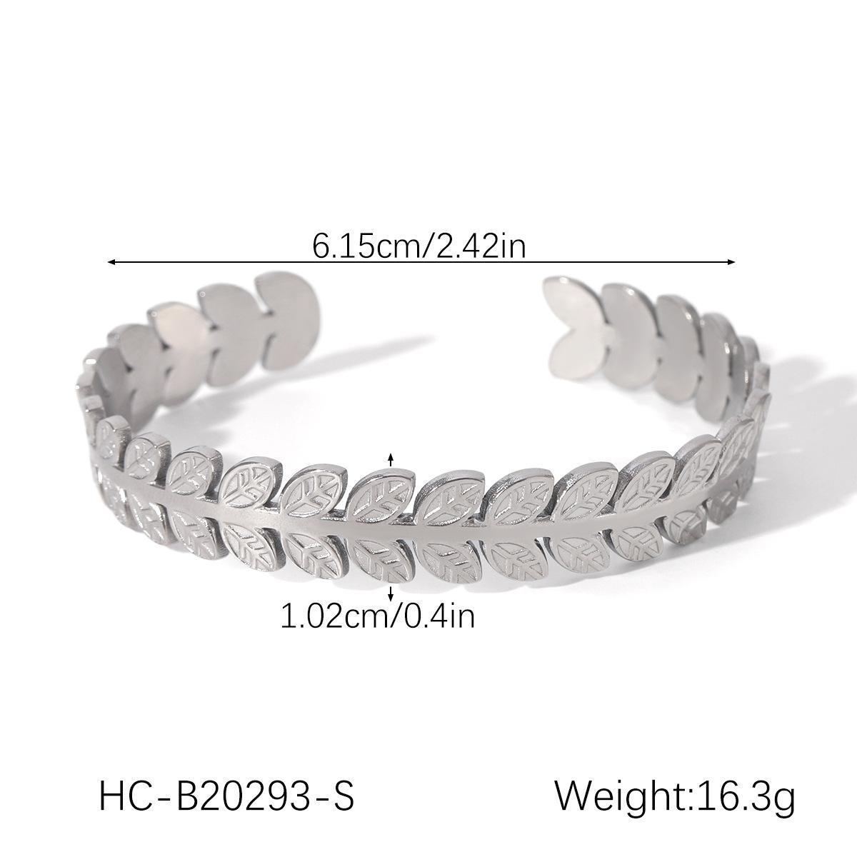 

Leaf Bangle for Women, Light Luxury High-end Adjustable Open Bangle, Titanium Steel Bracelet серебряный