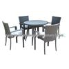 Outdoor Leisure Dining Set: Woven Rattan Table and Chairs for Hotel or Patio