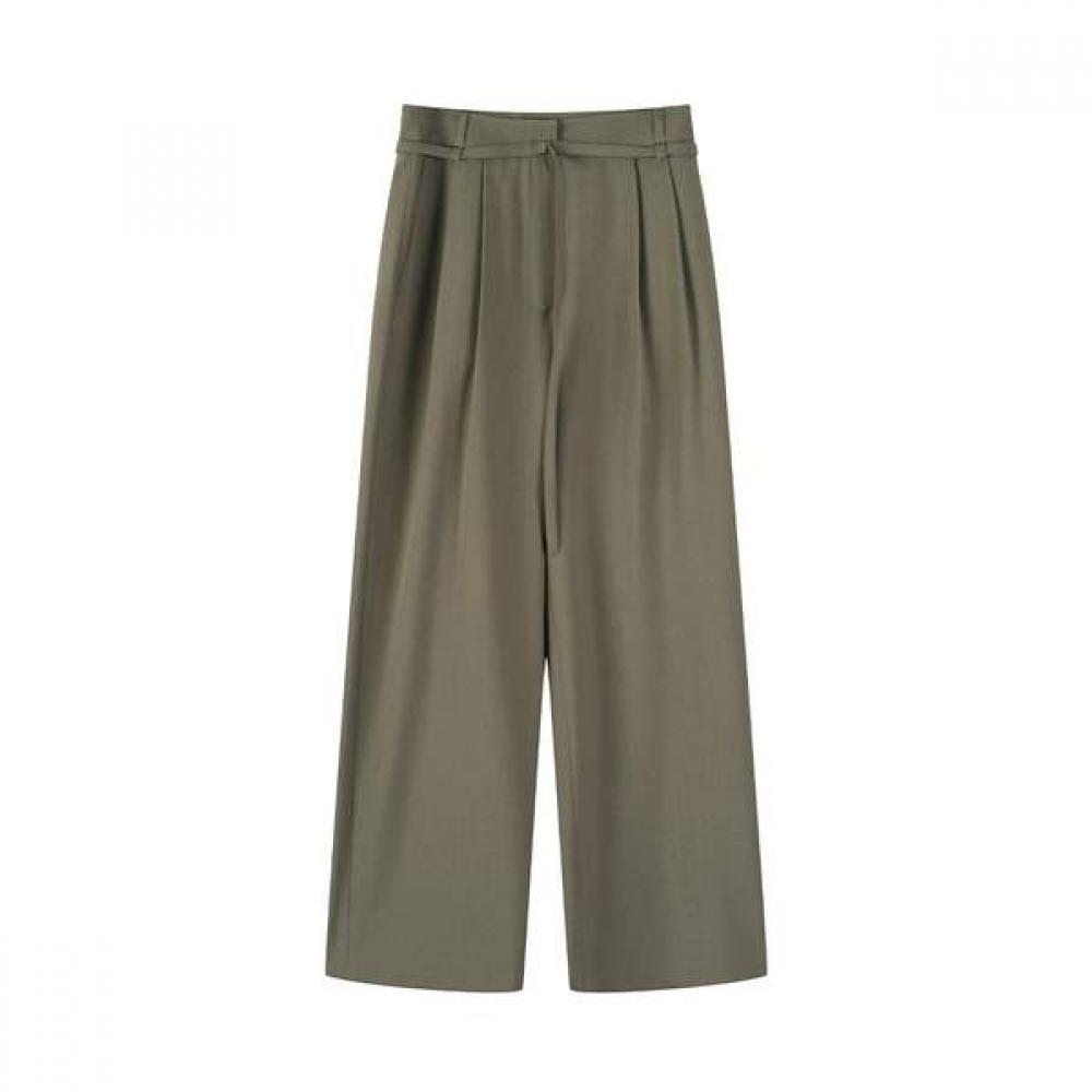 Lap  Set  Two Tuck Belted Wide Pants As2wp464
