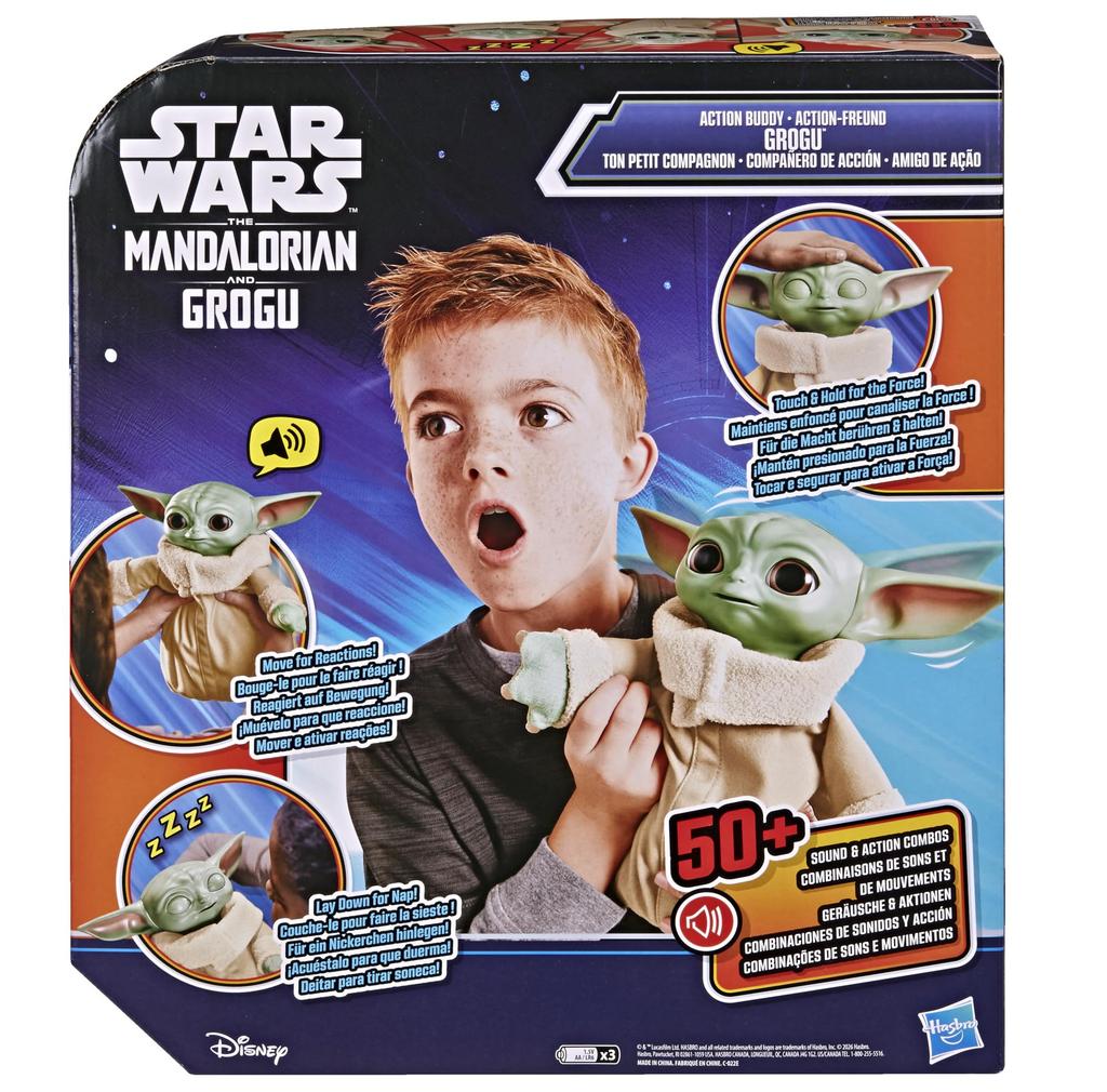 Hasbro STAR WARS The Mandalorian and Glogo Action Buddy Glogo Interactive Plush Action Toy for Kids Ages 4 and Up G3088 25.0 cm, Toy, Figure,