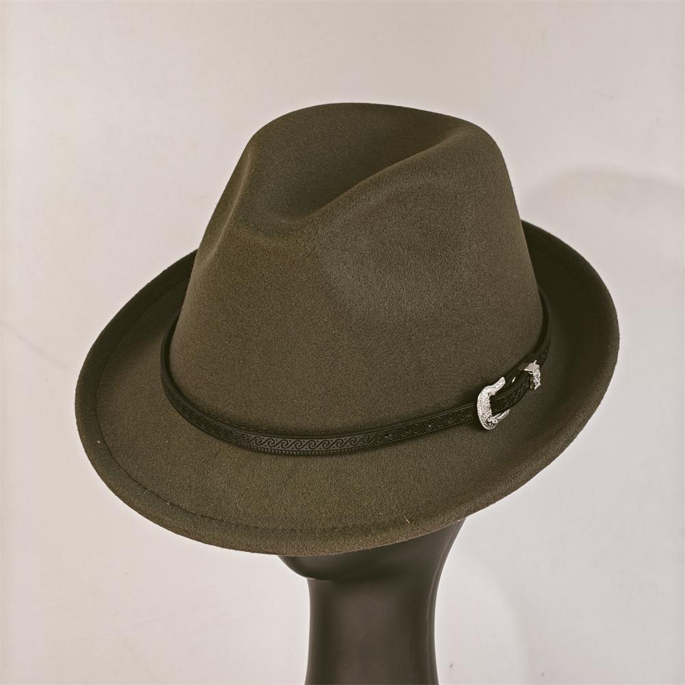 Felt Panama Fedora Hat Short Brim Trilby Flat Hat For Men Women Homburg Church Jazz Hat Adjustable