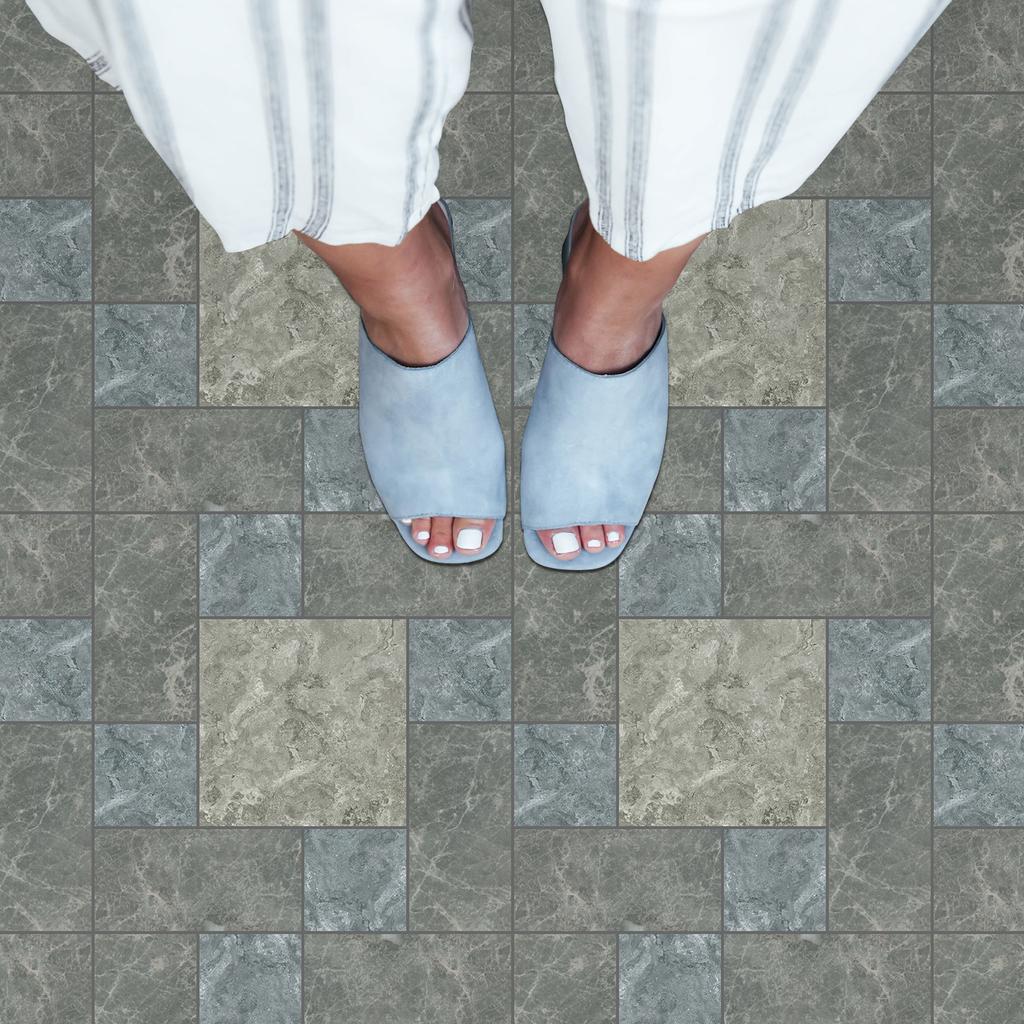 1Pcs Floor Tile Decoration Stickers Portuguese Tile Style Home Self-Adhesive PVC Waterproof Frosted Thickened Non-Slip Floor Stickers 30X30cm