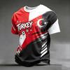 Men's Casual Crew Neck Short Sleeve Pullover T-Shirt Football Fan Top World Cup Inspired Graphic Print Turkey Design