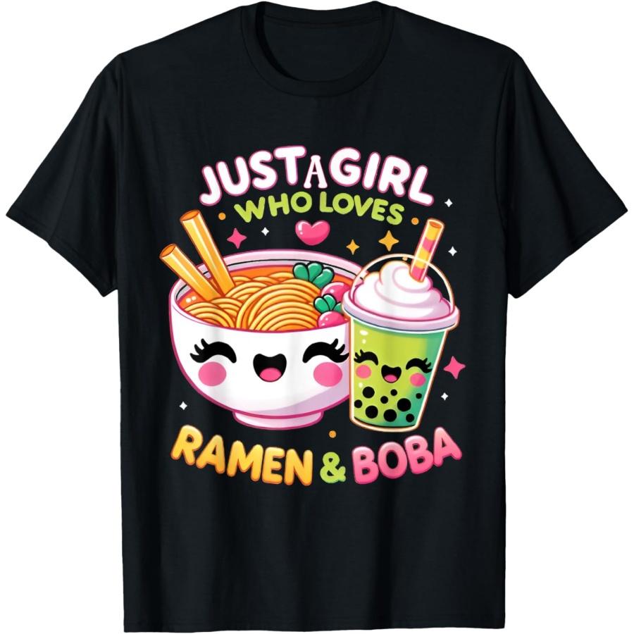 Just A Girl Who Loves Boba Tea And Ramen Bubble Tea Japanese T-Shirt S