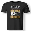 Fashion Tshirts Summer Straight 100 Cotton Never Underestimate Old Unisex With Ukulele Musician T Shirt