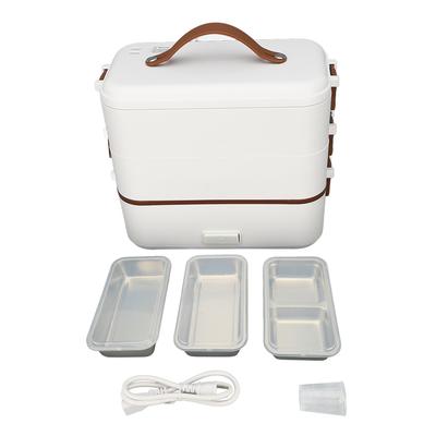 Electric Lunch Box Food Heater 3 Layer 1.2L Capacity 304 Stainless Steel Leak Proof Divided Heating