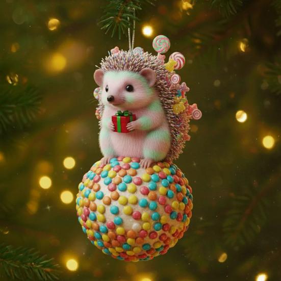 Christmas Animal Ornament 2D Acrylic Wildlife On Ball Hanging Ornaments for Winter Xmas Tree Home Party Decor