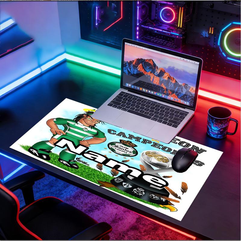 Custom Name Personalized Club Santos Laguna Pattern Mousepad, Laptop PC Desk Mat, Decorative Desk Mat for Home Keyboard Pad Gift
