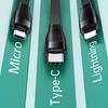 Usams Kabel U69 3W1 1M Zielony/Green(Lightning/Microusb/Usb-C) Sj508Usb03 (Us-Sj508)