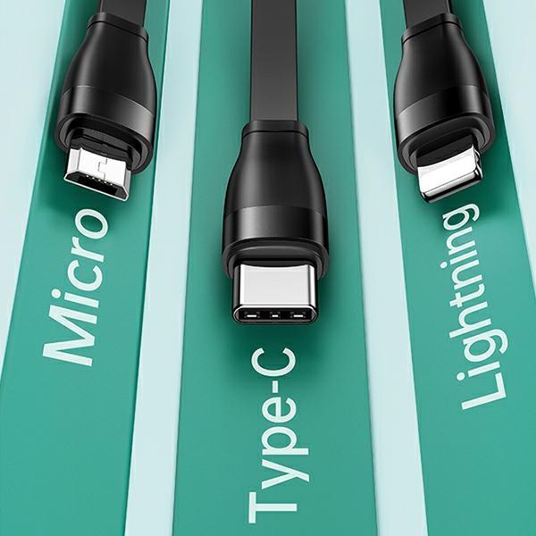 Usams Kabel U69 3W1 1M Zielony/Green(Lightning/Microusb/Usb-C) Sj508Usb03 (Us-Sj508)