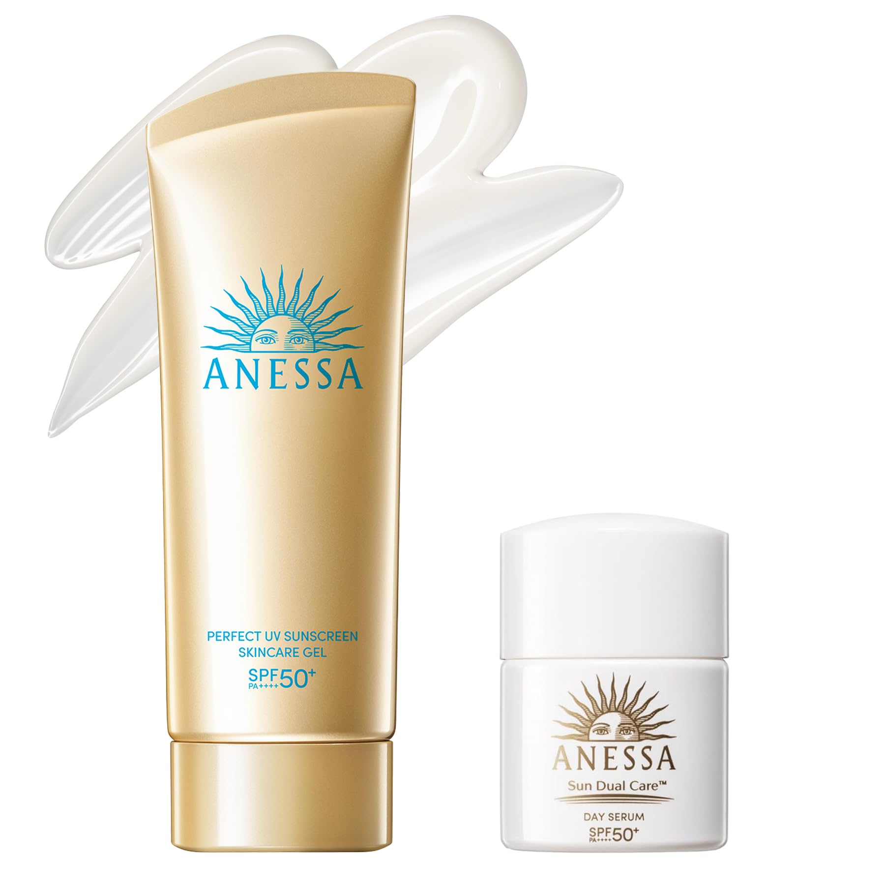 

ANESSA Perfect UV Skin Care Gel NA 90g with Day Serum N Small Sunscreen for Face and Makeup Waterproof [2024 Model] SPF50+ PA++++ Bottle, Body, Base,