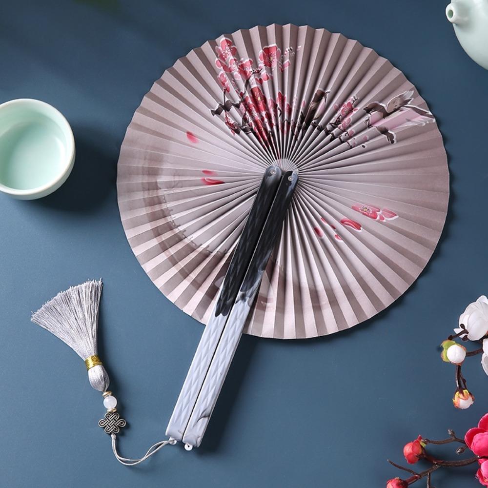 with Tassel Chinese-Style Shell Fan Magnetic Plastic Handle Retro Handheld Fan Home Decoration