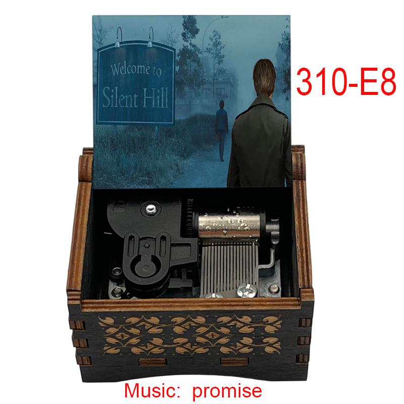 Vintage Silent Hill Spiel Holz Spieluhr Versprechen Melodie Spieluhr Geschenke für Freundin Fans Freunde Familie Geburtstag Heimdeko (as the picture,Small) black