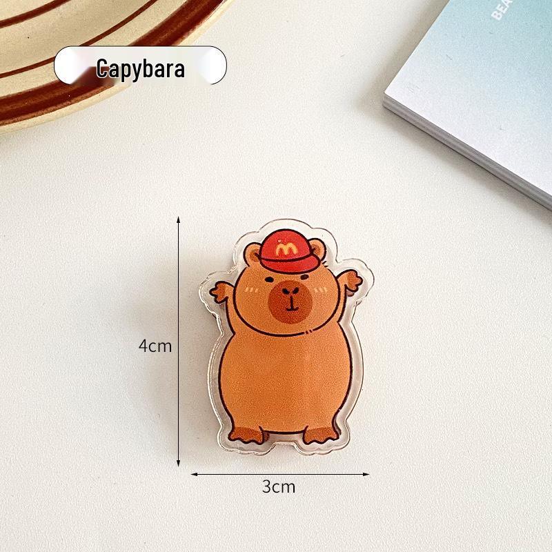 Capybara Double-Sided Acrylic Cartoon Clip for Sticky Notes & Snack Sealing