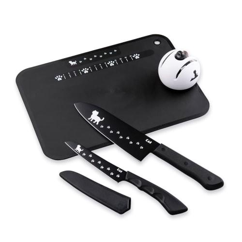 Kai Nyammy Knife, Cutting Board, Sharpener, Living Alone, 4-piece Set