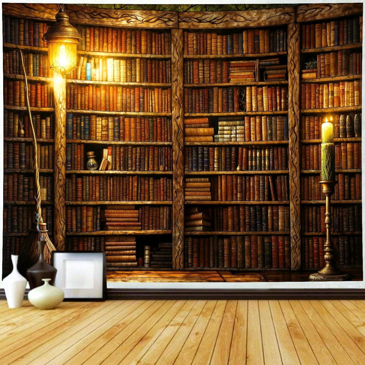 Tapestry medieval bookshelf vintage bookcase for library 75x100
