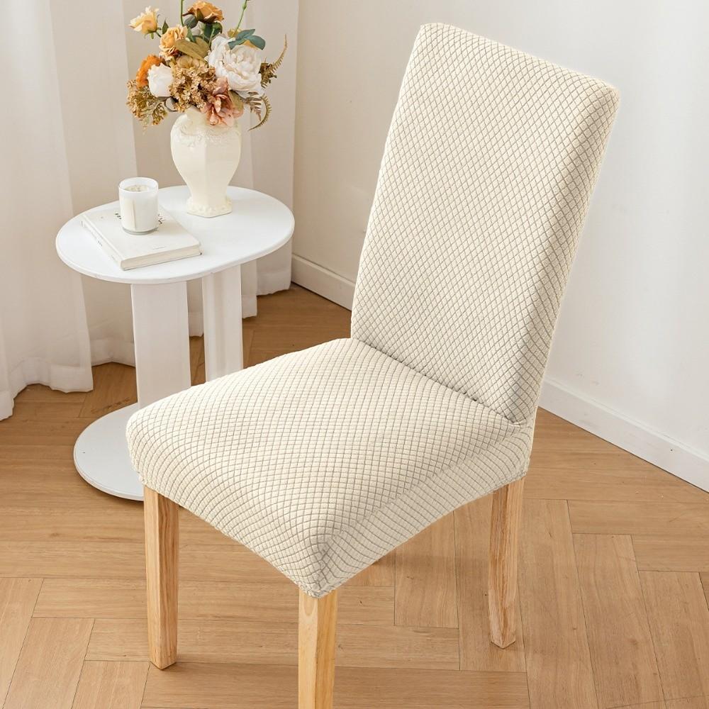 New High-elastic Dining Chair Cover Jacquard Anti-slip Stool Slipcover Dust-proof Soft Backrest Protector for Home Decoration бежевый 3090₽