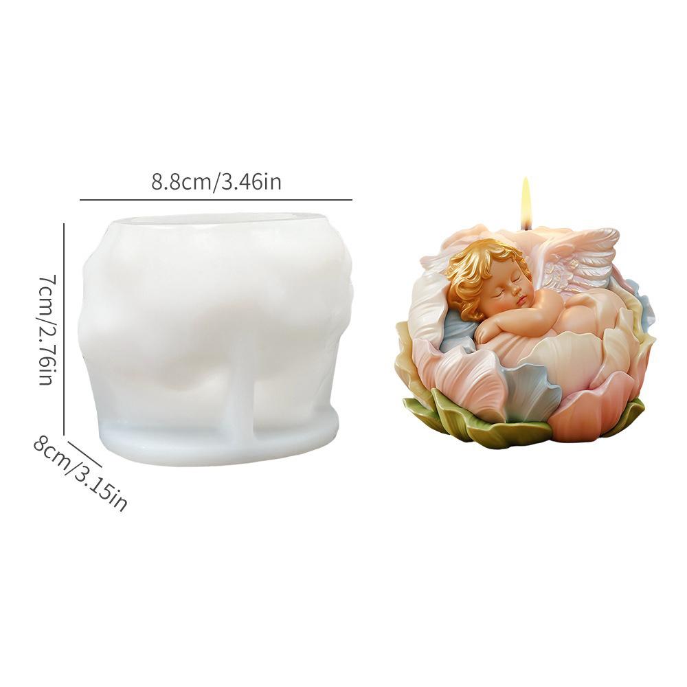 3D Water Lily Angel Candle Mold DIY Lotus Handmade Soap Gypsum Decorative Ornament Silicone Mold