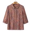 Women's Floral Lapel Quarter-Sleeve Shirt