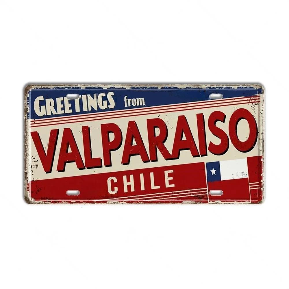 Nummernschild Chile Argentinien Ecuador Kolumbien Wahrzeichen Metallschild Stadtstaat Dekoratives Autoschild Garage Club Bar Wanddekoration