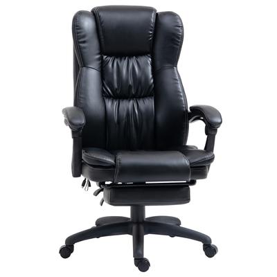 Adjustable Swivel Chair, Footrest, Massage, Faux Leather, 68.5x68.5x113-121 Cm, Black