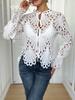 2025 Autumn Women's Sexy Ripped Bell Sleeve Knit Lace Top – European & American Style