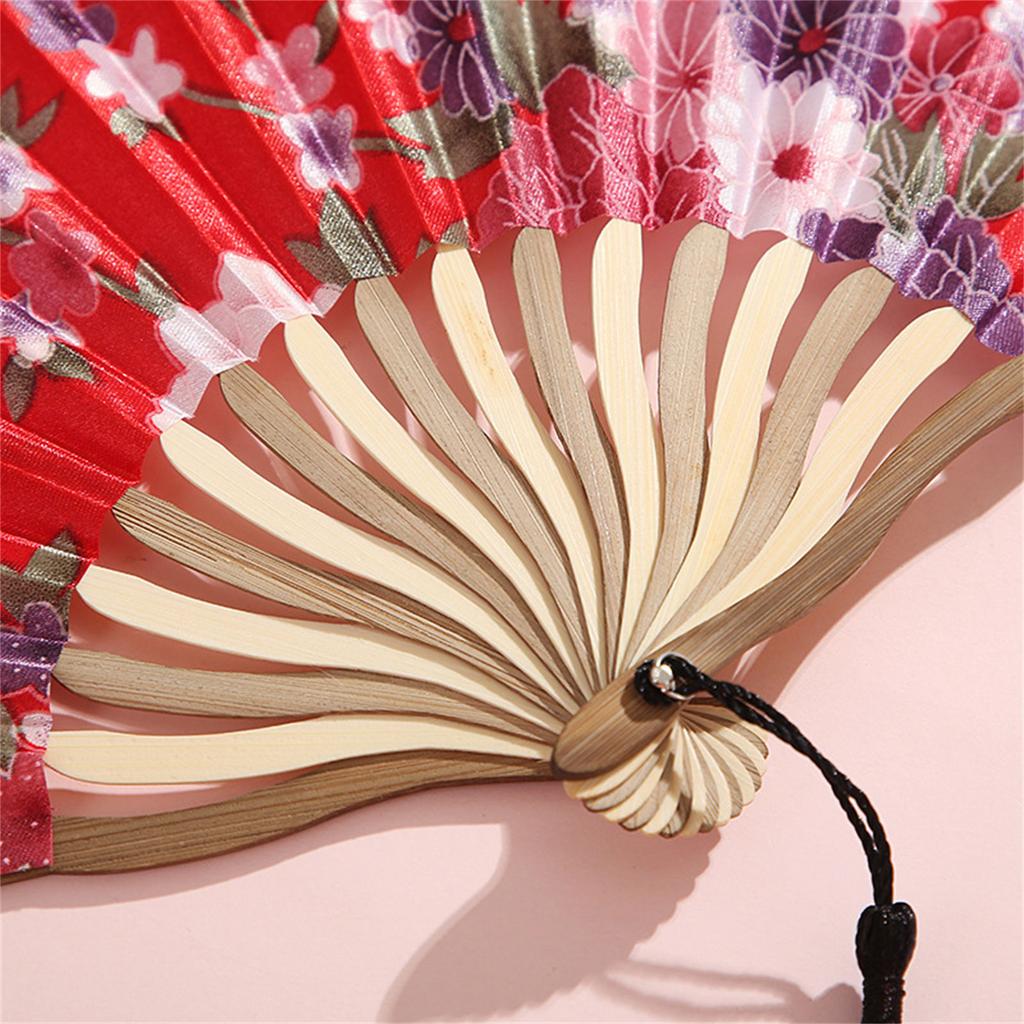 Bamboo Fold Hand Fan Wedding Chinese Japanese Fan Vintage Flower Folding Fan for Wedding Dancing Party Women Gift