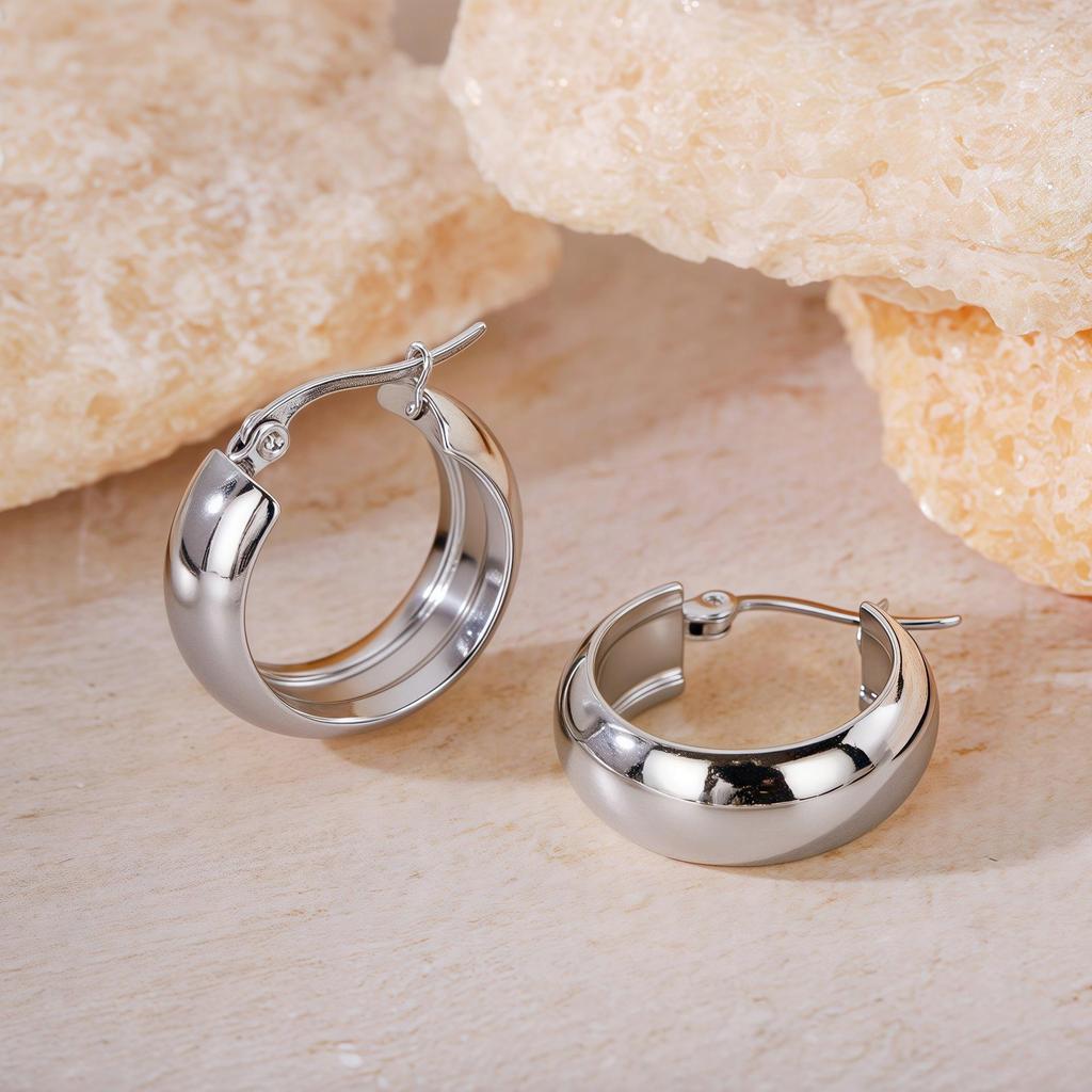 Titanium Steel Light Luxury Colorfast Hoop Earrings with High-End Feel