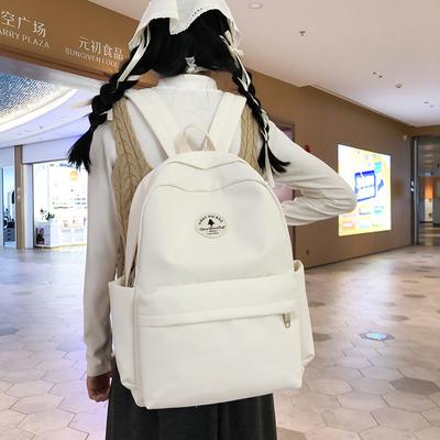 New Korean Style Backpack Harajuku Ins Simple Solid Color Backpack for Middle School Students and College Students