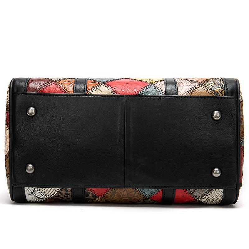 Genuine Leather Women Handbags Ins kroea fashion patchwork handbags colorful Bohemia style women totes ladies hand bag