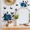 Elegant Blue Rose Butterfly Wall Sticker Self-Adhesive Removable for Bedroom Living Room Hallway Closet Home Decor Art