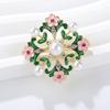 Fashion Drip Oil Pearl Palace Flower Hollow Brooches For Women Clothing Coat Party Accessries Gifts