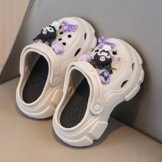 

New Summer Fashionable Children s Clogs for Girls, Outdoor Beach Shoes, Girls Kuromi Non-Slip Sandals 26-27