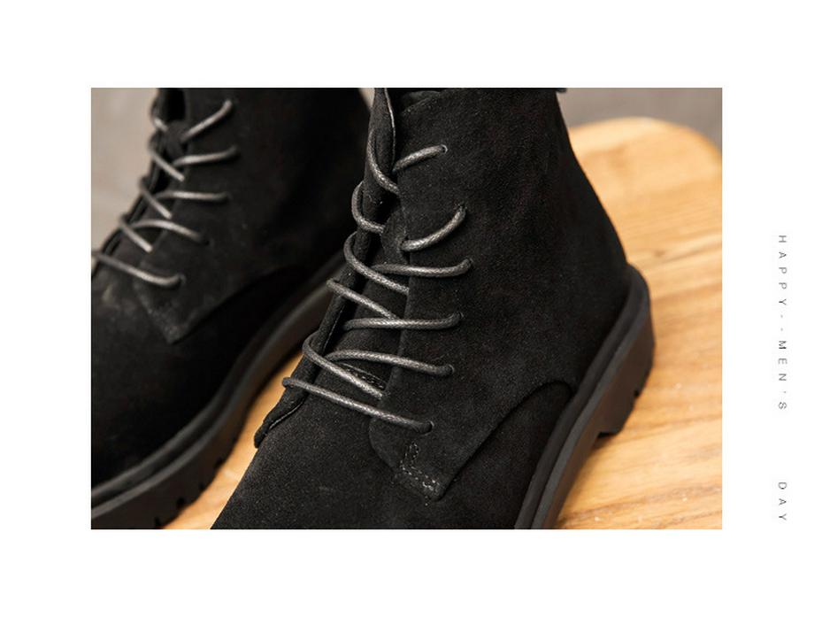 2024 High-Top British Martin Boots: Men’s Retro Cow Suede with Inner Height Increase and Thick Sole