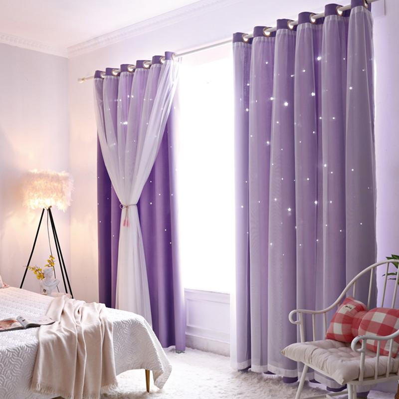 Hollow Star Curtains Of The Same Style, Lace Curtains, Dream Princess, Wind Height Blackout Double-Layer Curtains, Finished Products