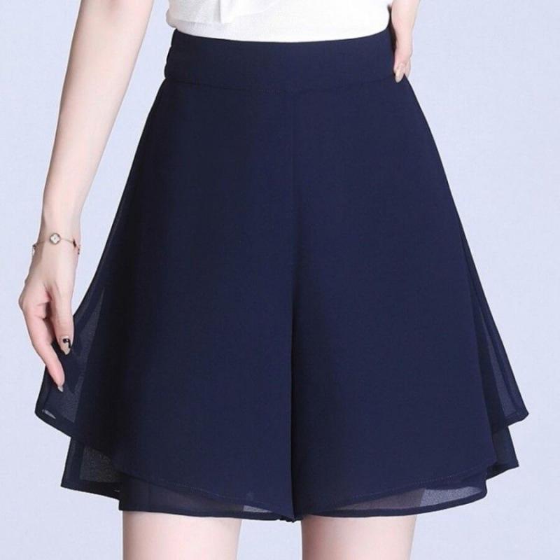 Women's Plus Size Summer Chiffon Culottes: Wide-Leg, Slimming, Anti-Exposure Shorts