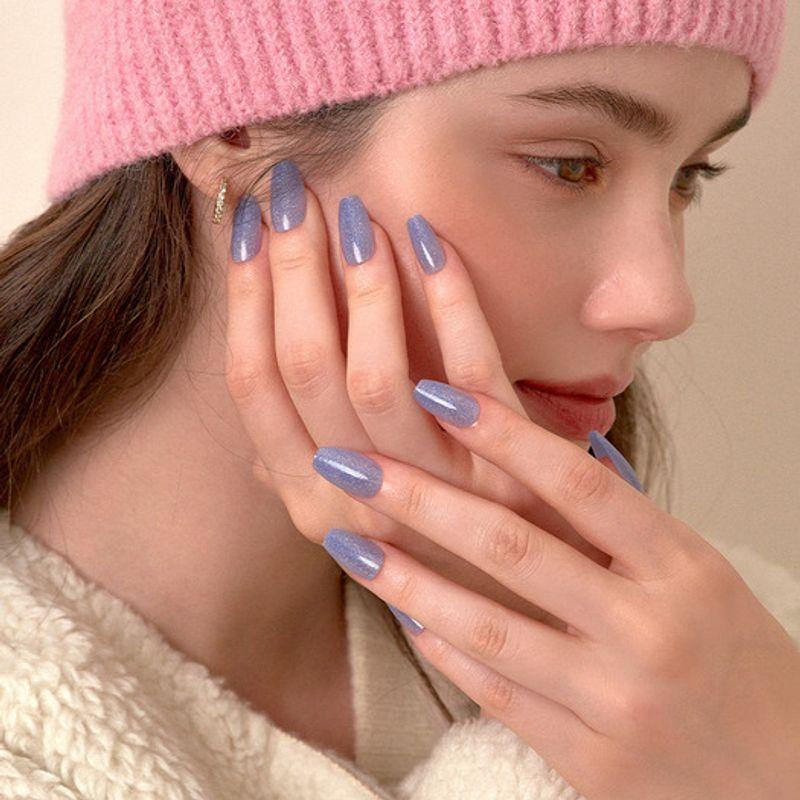 Reusable Nail Tips Blue Lemonade (Coffin)