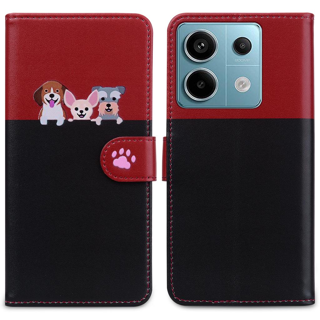 Cartoon Pet Series for Xiaomi Redmi Note 13 Pro 4G/Poco M6 Pro 4G Case Splicing Leather Wallet Phone Cover