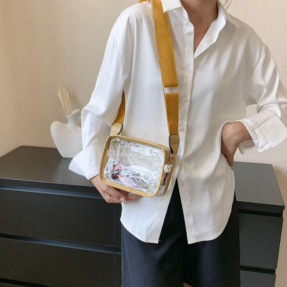 Clear Transparent Jelly Crossbody Bag Storage Bag Transparent Handbag PVC Shoulder Bag Summer
