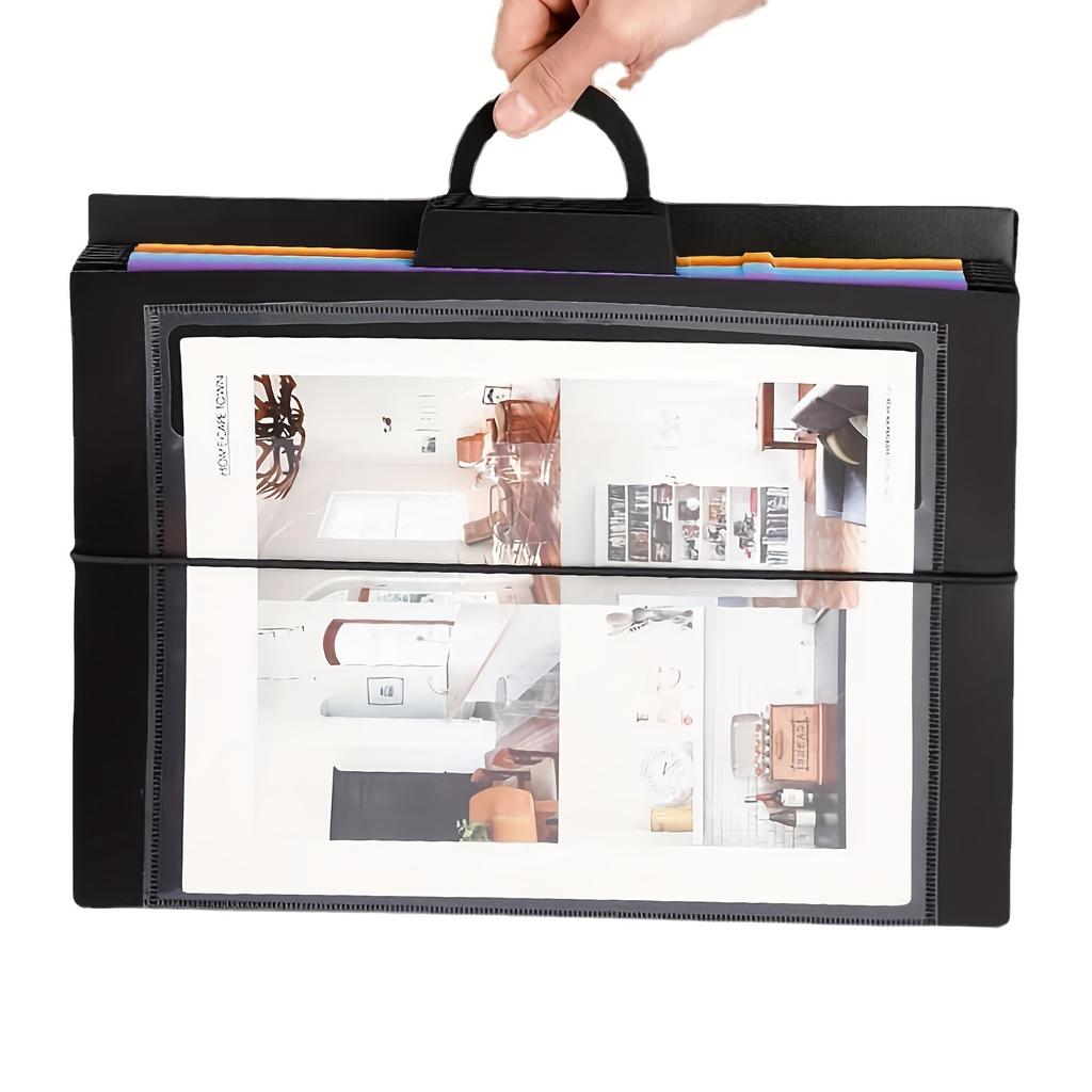 1pc Multicolor Hanging File Folders with 6 Pockets 36in, Over Door Wall Mount Organizer, Office Document Storage Solution