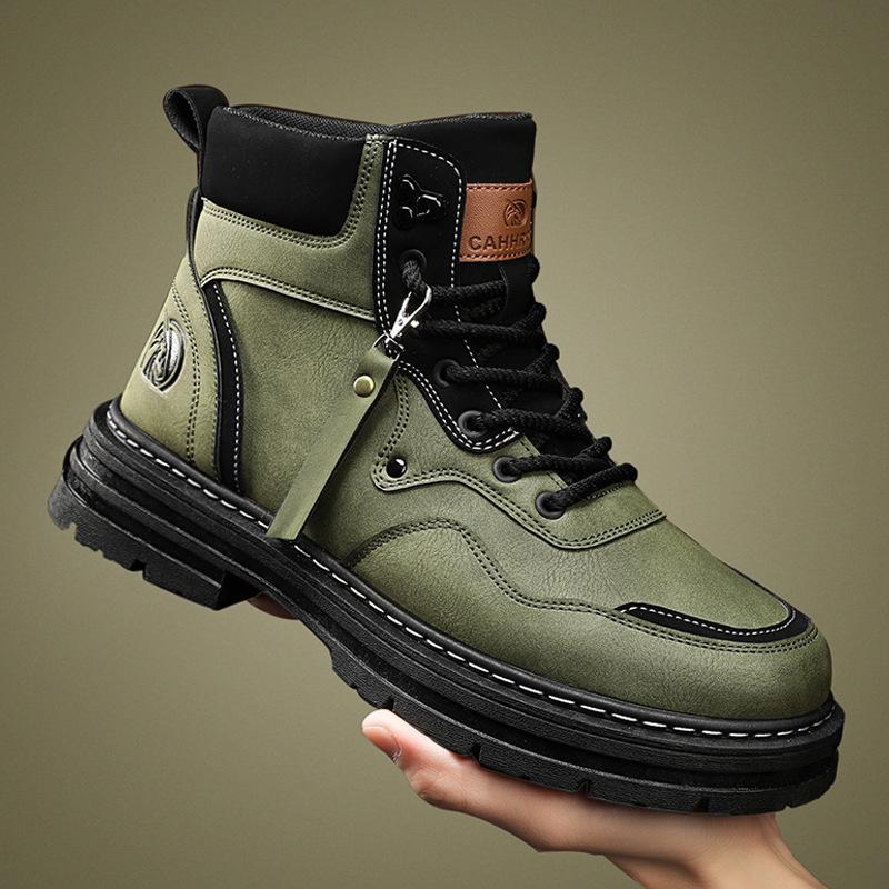 British Style Men S Martin Boots Leather Splicing Contrasting Color Tooling Outdoor Sports Boots Men S Boots 39
