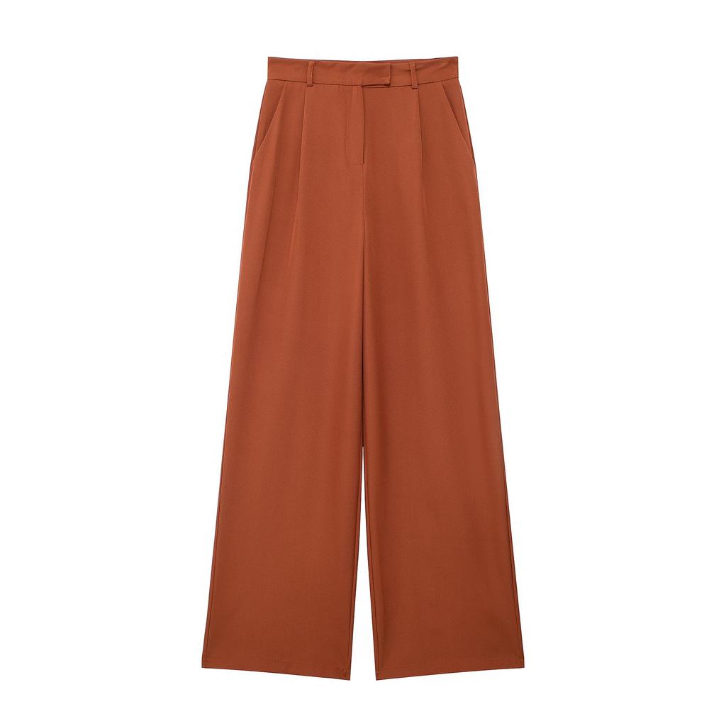Women's High-Waisted Pleated Wide-Leg Pants - European & American Style
