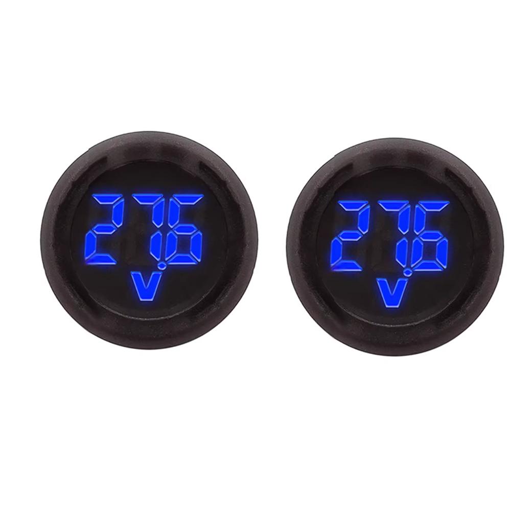 1/2PCS Round LED Digital Display Circular Two-wire Voltmeter DC 4-100V Car Voltage Gauge Display Reverse Connection Protection