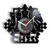 Schachspiel Wandkunst Wanduhr Schachbrett Schwarze Figuren Strategie Spieler Club Schachmeister Schallplattenuhr Schachliebhaber Geschenk
