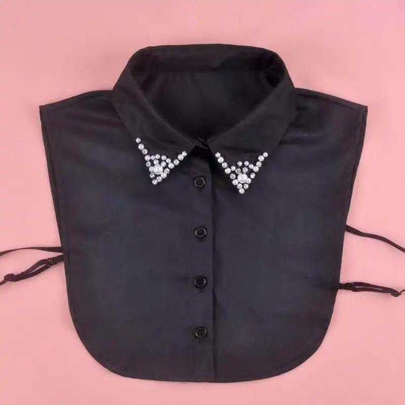 Fake Collar For Shirt Detachable Collars Solid Shirt Lapel Blouse Top Men Women Black White Girls Top Clothes QH132