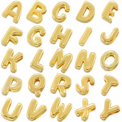 Gold Plated Brass Eco-Friendly Plating A-Z Initial Letter Beads, Cute DIY Jewelry Making Accessories Beads:VZ442
