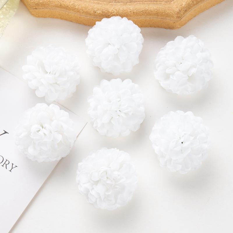 

50 шт. Искусственные цветы гортензии для свадьбы, сада, домашнего декора, рождественской вечеринки, для DIY, конфетной коробки, скрапбукинга, розовый шар, хризантема