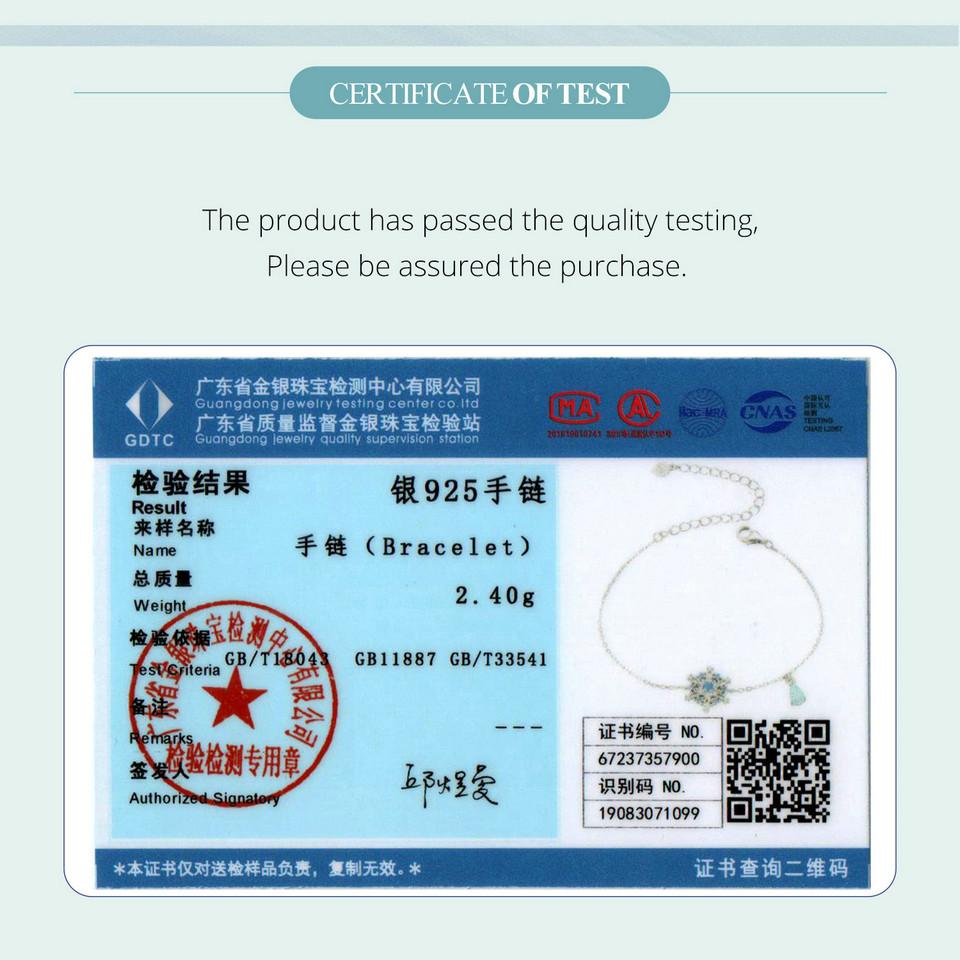 WOSTU Pulseira Floco de Neve Prata de Lei 925 Elo Cadeia Flor de Gelo Banhada a Platina para Mulheres Joias